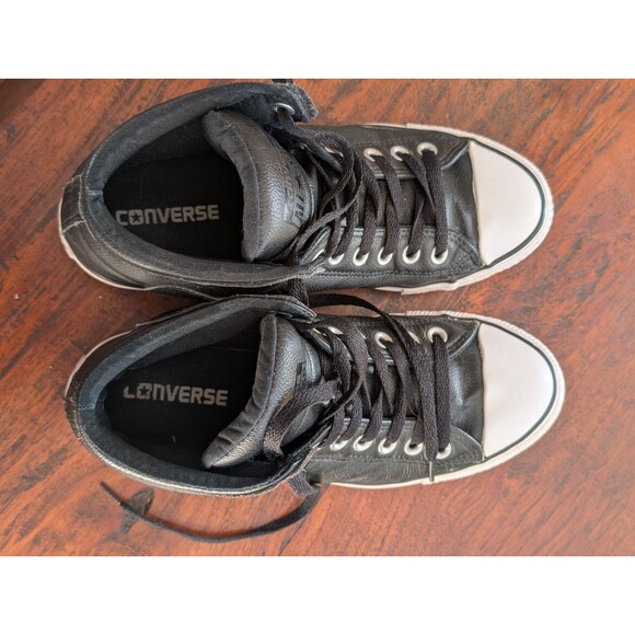 Converse Chuck Taylor All-Star High Street Black Leather Mid-Rise Shoes M7 W8 - Picture 8 of 10